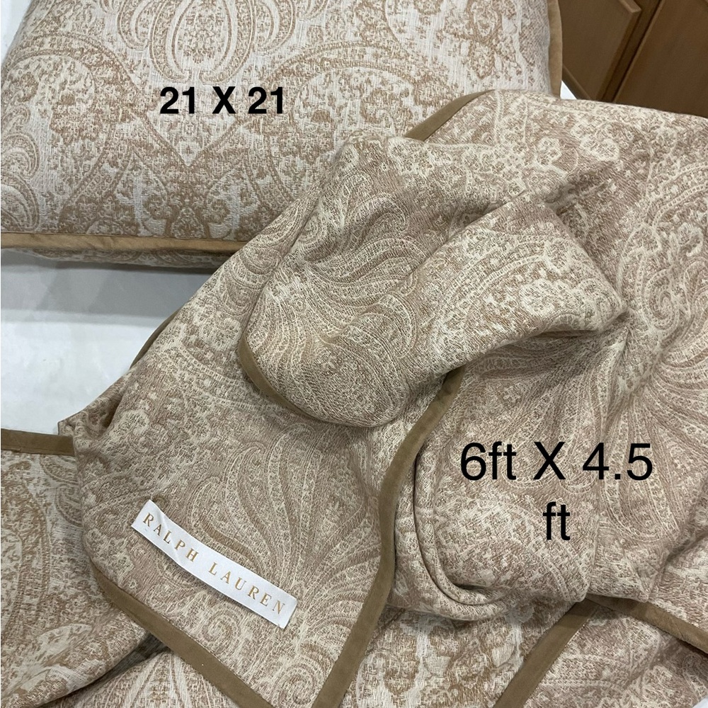 Ralph Lauren Beige Paisley Throw Blanket